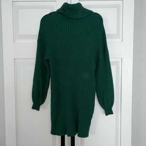 Dark green sweater dress.